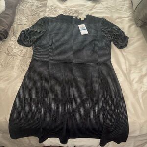 Michael Kors Black Mini Dress with White Dot Texture